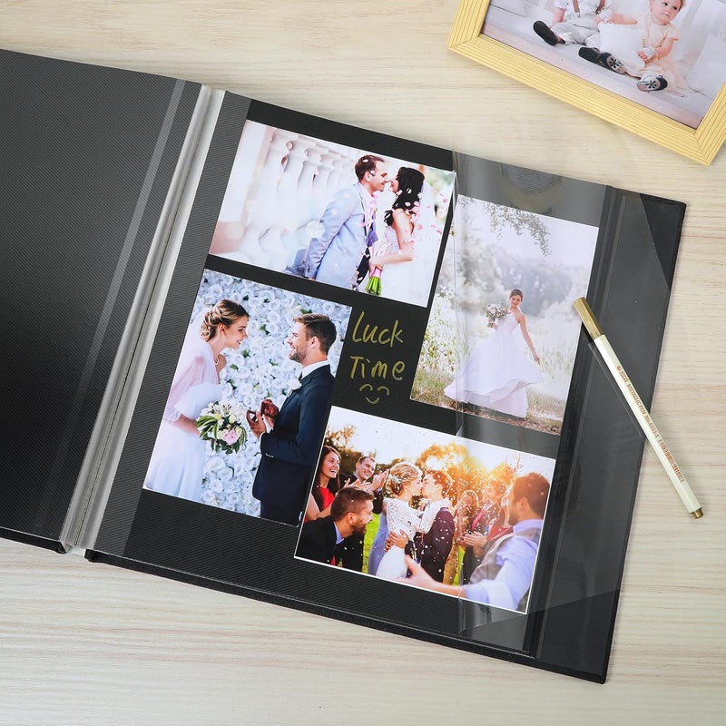 Spbapr Large Photo Album Self Adhesive Linen Cover Magnetic Scrapbook Album DIY Scrap Book 40 Black Sticky Pages for 4x6 5x7 8x10 10x12 Pictures with A Metal Pen - Image 4